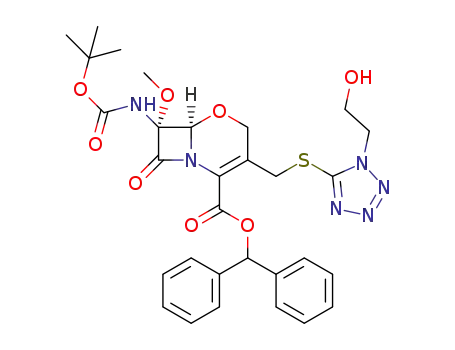 7-methoxy-7-(Ν-tert-butoxycarbonyl)-3-(((1-(2-hydroxyethyl)-1Η-tetrazol-5-yl)mercapto)methyl)-8-oxo-5-oxo-1-azabicyclo[4.2.0]oct-2-ene-2-carboxylate diphenylmethyl ester
