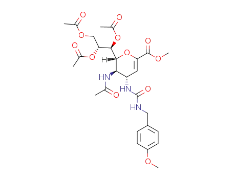 methyl 5-acetamido-7,8,9-tri-O-acetyl-2,6-anhydro-3,4,5-trideoxy-4-(3-(4-methoxybenzyl)ureido)-D-glycero-D-galacto-non-2-enonate