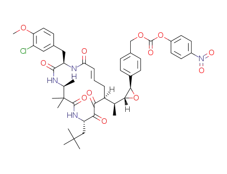 4-((2R,3R)-3-((S)-1-((3S,7S,10R,16S,E)-10-(3-chloro-4-methoxybenzyl)-6,6,7-trimethyl-3-neopentyl-2,5,9,12-tetraoxo-1-oxa-4,8,11-triazacyclohexadec-13-en-16-yl)ethyl)oxiran-2-yl)benzyl (4-nitrophenyl) carbonate