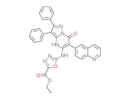 ethyl 5-((7-oxo-2,3-diphenyl-6-(quinolin-6-yl)-4,7-dihydropyrazolo[1,5-a]pyrimidin-5-yl)amino)-1,3,4-oxadiazole-2-carboxylate