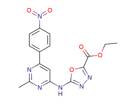 5-[2-methyl-6-(4-nitrophenyl)pyrimidin-4-ylamino][1,3,4]oxadiazole-2-carboxylic acid ethyl ester