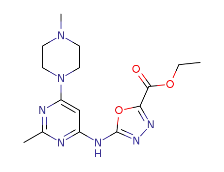 5-[2-methyl-6-(4-methylpiperazin-1-yl)pyrimidin-4-ylamino][1,3,4]oxadiazole-2-carboxylic acid ethyl ester