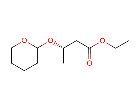Molecular Structure of 79016-08-3 (Butanoic acid, 3-[(tetrahydro-2H-pyran-2-yl)oxy]-, ethyl ester, (3S)-)