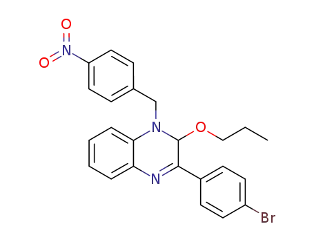 Molecular Structure of 91736-69-5 (Quinoxaline,
3-(4-bromophenyl)-1,2-dihydro-1-[(4-nitrophenyl)methyl]-2-propoxy-)