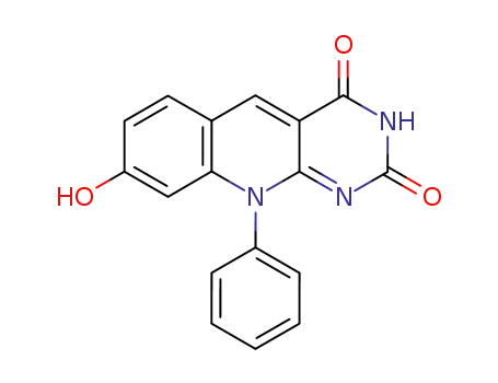 Molecular Structure of 84459-38-1 (Pyrimido[4,5-b]quinoline-2,4(3H,10H)-dione, 8-hydroxy-10-phenyl-)