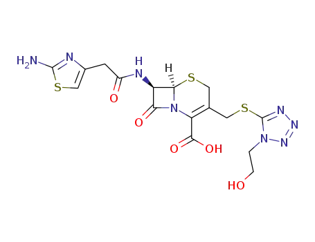 Molecular Structure of 119672-56-9 (5-Thia-1-azabicyclo[4.2.0]oct-2-ene-2-carboxylicacid,7-[[(2-amino-4-thiazolyl)acetyl]amino]-3-[[[1-(2-hydroxyethyl)-1H-tetrazol-5-yl]thio]methyl]-8-oxo-,(6R,7R)- (9CI))