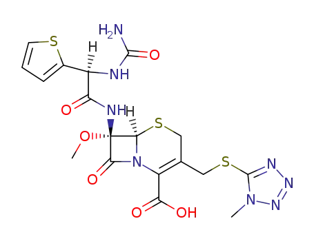(6R)-7c-methoxy-3-(1-methyl-1H-tetrazol-5-ylsulfanylmethyl)-8-oxo-7t-((S)-2-thiophen-2-yl-2-ureido-acetylamino)-(6rH)-5-thia-1-aza-bicyclo[4.2.0]oct-2-ene-2-carboxylic acid