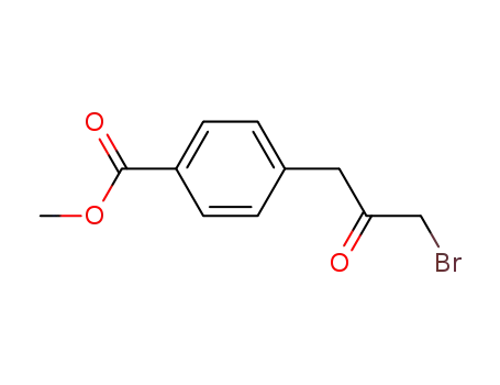 Molecular Structure of 85828-56-4 (Benzoic acid, 4-(3-bromo-2-oxopropyl)-, methyl ester)