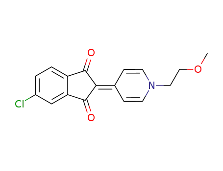 Molecular Structure of 111983-52-9 (1H-Indene-1,3(2H)-dione,
5-chloro-2-[1-(2-methoxyethyl)-4(1H)-pyridinylidene]-)
