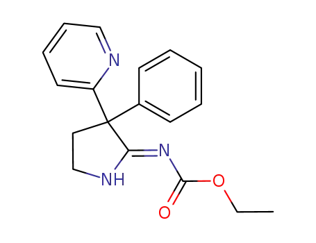 Molecular Structure of 94559-47-4 (Carbamic acid, [3,4-dihydro-4-phenyl-4-(2-pyridinyl)-2H-pyrrol-5-yl]-,
ethyl ester)