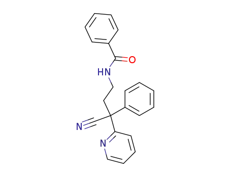 Molecular Structure of 94559-36-1 (Benzamide, N-[3-cyano-3-phenyl-3-(2-pyridinyl)propyl]-)