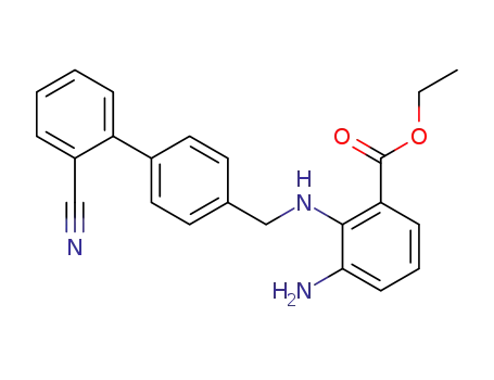 Molecular Structure of 136285-69-3 (Ethyl-3-amino-2-[(2'-cyanoiphenyl-4-yl) methyl]-amino benzoate)
