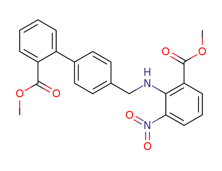 Molecular Structure of 139481-36-0 ([1,1'-Biphenyl]-2-carboxylic acid,
4'-[[[2-(methoxycarbonyl)-6-nitrophenyl]amino]methyl]-, methyl ester)