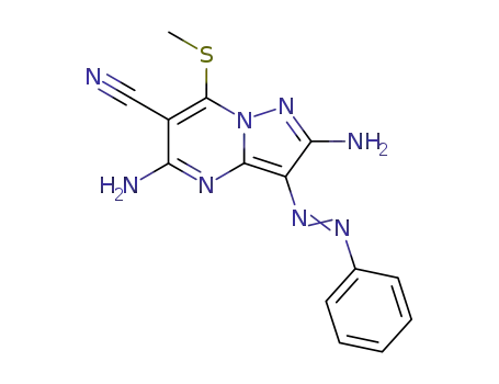 2, 5-diamino-7-(methylthio)-3-(phenyldiazenyl)pyrazolo[1,5-a]pyrimidine-6-carbonitrile