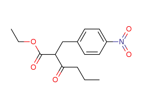 Molecular Structure of 137860-00-5 (Benzenepropanoic acid, 4-nitro-a-(1-oxobutyl)-, ethyl ester)