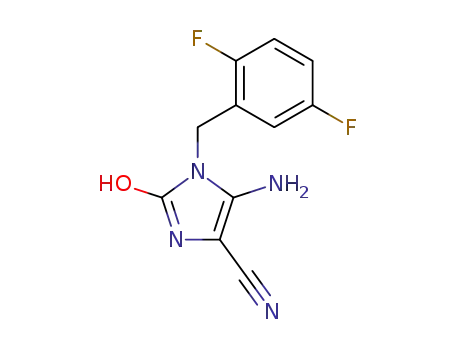Molecular Structure of 417942-76-8 (1H-Imidazole-4-carbonitrile,
5-amino-1-[(2,5-difluorophenyl)methyl]-2,3-dihydro-2-oxo-)