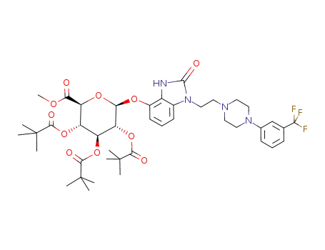 (2S,3S,4S,5R,6S)-3,4,5-Tris-(2,2-dimethyl-propionyloxy)-6-(2-oxo-1-{2-[4-(3-trifluoromethyl-phenyl)-piperazin-1-yl]-ethyl}-2,3-dihydro-1H-benzoimidazol-4-yloxy)-tetrahydro-pyran-2-carboxylic acid methyl ester