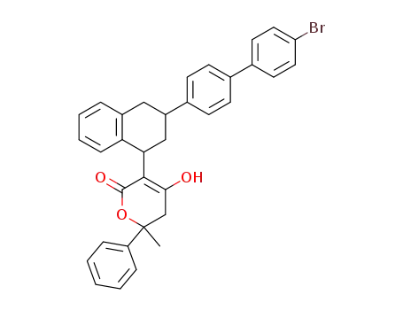 3-[3-(4'-bromo-biphenyl-4-yl)-1,2,3,4-tetrahydro-naphthalen-1-yl]-4-hydroxy-6-methyl-6-phenyl-5,6-dihydro-pyran-2-one
