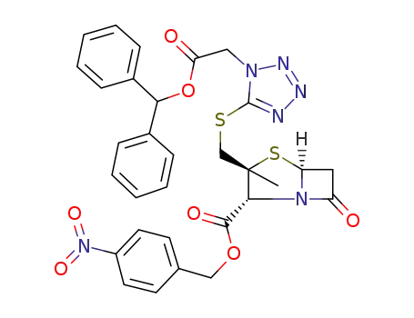 p-nitrobenzyl 2β-(1-diphenylmethoxycarbonylmethyl-5-tetrazolylthio)methyl-2α-methylpenam-3α-carboxylate
