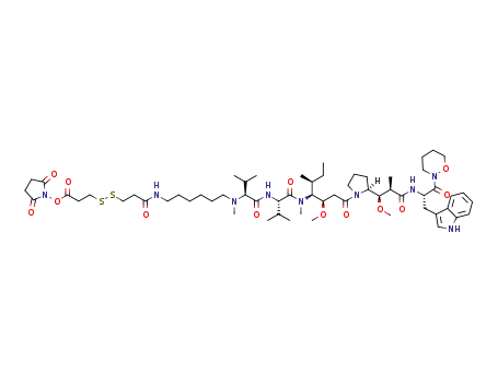 N-(6-{[3-({3-[(2,5-dioxopyrrolidin-1-yl)oxy]-3-oxopropyl}disulphanyl)propanoyl]amino}hexyl)-N-methyl-L-valyl-N-[(3R,4S,5S)-1-{(2S)-2-[(1R,2R)-3-{[(2S)-3-(1H-indol-3-yl)-1-(1,2-oxazinan-2-yl)-1-oxopropan-2-yl]amino}-1-methoxy-2-methyl-3-oxopropyl]pyrrolidin-1-yl}-3-methoxy-5-methyl-1-oxoheptan-4-yl]-N-methyl-L-valinamide