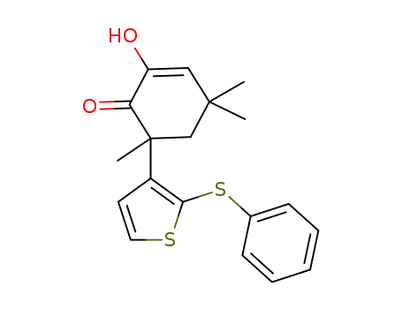 2-hydroxy-4,4,6-trimethyl-6-(2-(phenylthio)thiophen-3-yl)cyclohex-2-en-1-one
