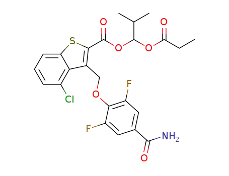 2-methyl-1-(propionyloxy)propyl 3-((4-carbamoyl-2,6-difluorophenoxy)methyl)-4-chlorobenzo[b]thiophene-2-carboxylate