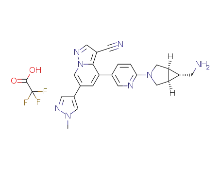 4-(6-((1R,5S,6s)-6-(aminomethyl)-3-azabicyclo[3.1.0]hexan-3-yl)pyridin-3-yl)-6-(1-methyl-1H-pyrazol-4-yl)pyrazolo[1,5-a]pyridine-3-carbonitrile TFA salt