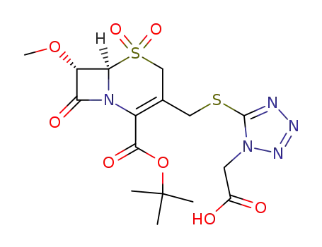1,1-dimethylethyl 3-({[1-(carboxymethyl)tetrazol-5-yl]thio}methyl)-7α-methoxy-8-oxo-5-thia-1-azabicyclo[4.2.0]oct-2-ene-2-carboxylate 5,5-dioxide