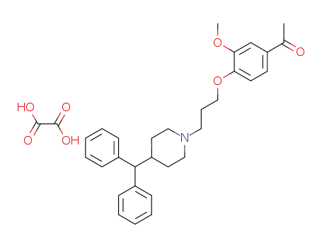 Molecular Structure of 60284-70-0 (Ethanone,
1-[4-[3-[4-(diphenylmethyl)-1-piperidinyl]propoxy]-3-methoxyphenyl]-,
ethanedioate (1:1))