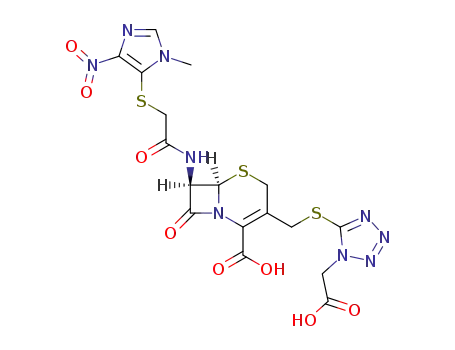 (6R)-3-(1-carboxymethyl-1H-tetrazol-5-ylsulfanylmethyl)-7t-[2-(3-methyl-5-nitro-3H-imidazol-4-ylsulfanyl)-acetylamino]-8-oxo-(6rH)-5-thia-1-aza-bicyclo[4.2.0]oct-2-ene-2-carboxylic acid