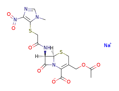 (6R)-3-acetoxymethyl-7t-[2-(3-methyl-5-nitro-3H-imidazol-4-ylsulfanyl)-acetylamino]-8-oxo-(6rH)-5-thia-1-aza-bicyclo[4.2.0]oct-2-ene-2-carboxylic acid; sodium salt