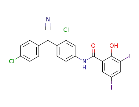 N-(5-Chloro-4-((4-chlorophenyl)(cyano)methyl)-2-methylphenyl)-2-hydroxy-3,5-diiodobenzamide