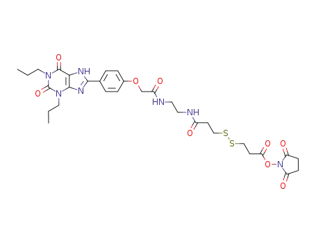 3-[2-(2-{2-[4-(2,6-Dioxo-1,3-dipropyl-2,3,6,7-tetrahydro-1H-purin-8-yl)-phenoxy]-acetylamino}-ethylcarbamoyl)-ethyldisulfanyl]-propionic acid 2,5-dioxo-pyrrolidin-1-yl ester