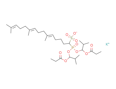 Potassium; (5E,9E)-1-[bis-(2-methyl-1-propionyloxy-propoxy)-phosphoryl]-6,10,14-trimethyl-pentadeca-5,9,13-triene-1-sulfonate