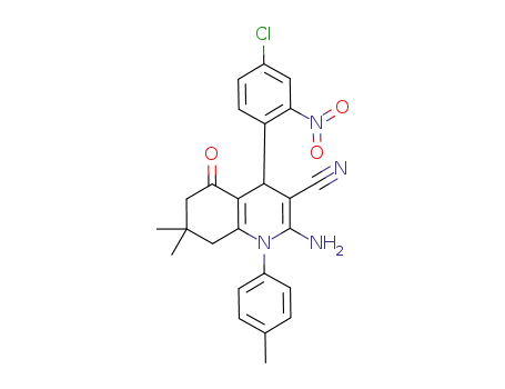 2-amino-4-(4-chloro-2-nitrophenyl)-7,7-dimethyl-1-(4-methylphenyl)-5-oxo-1,4,5,6,7,8-hexahydroquinoline-3-carbonitrile