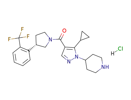 1-[5-cyclopropyl-1-(piperidin-4-yl)-1H-pyrazole-4-carbonyl]-[(S)-3-(2-trifluoromethylphenyl)]pyrrolidine hydrochloride