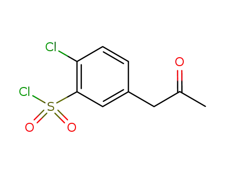 Molecular Structure of 593960-71-5 (2-chloro-5-(2-oxopropyl)benzene-1-sulfonyl chloride)