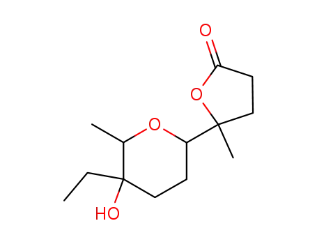 Molecular Structure of 65171-42-8 (2(3H)-Furanone,
5-(5-ethyltetrahydro-5-hydroxy-6-methyl-2H-pyran-2-yl)dihydro-5-methyl-)