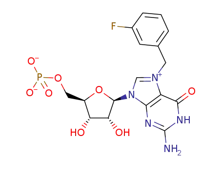 ((2R,3S,4R,5R)-5-(2-amino-7-(3-fluorobenzyl)-6-oxo-1H-purin-1-ium-9(6H)-yl)-3,4-dihydroxytetrahydrofuran-2-yl)methyl phosphate