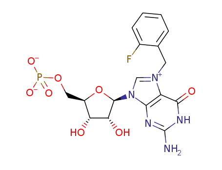 ((2R,3S,4R,5R)-5-(2-amino-7-(2-fluorobenzyl)-6-oxo-1H-purin-1-ium-9(6H)-yl)-3,4-dihydroxytetrahydrofuran-2-yl)methyl phosphate