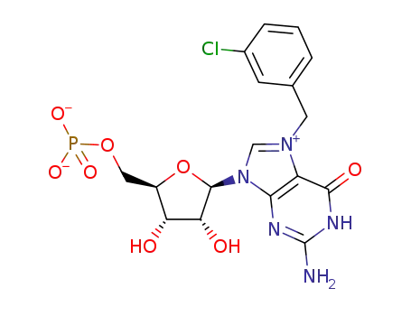 ((2R,3S,4R,5R)-5-(2-amino-7-(3-chlorobenzyl)-6-oxo-1H-purin-1-ium-9(6H)-yl)-3,4-dihydroxytetrahydrofuran-2-yl)methyl phosphate