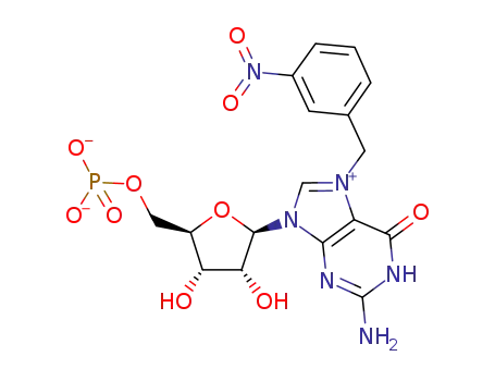 ((2R,3S,4R,5R)-5-(2-amino-7-(3-nitrobenzyl)-6-oxo-1H-purin-1-ium-9(6H)-yl)-3,4-dihydroxytetrahydrofuran-2-yl)methyl phosphate