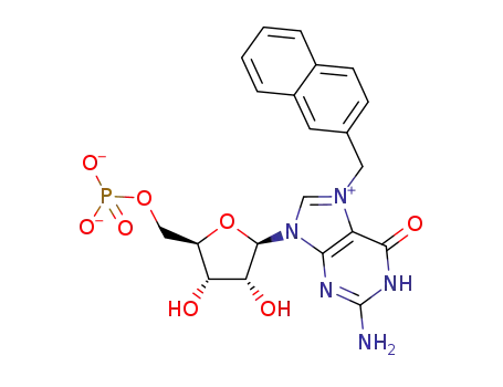 ((2R,3S,4R,5R)-5-(2-amino-7-(naphthalen-2-ylmethyl)-6-oxo-1H-purin-1-ium-9(6H)-yl)-3,4-dihydroxytetrahydrofuran-2-yl)methyl phosphate