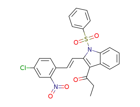 (E)-1-[2-(4-chloro-2-nitrostyryl)-1-(phenylsulfonyl)-1H-indol-3-yl]-propan-1-one