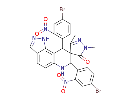 7',9'-bis(4-bromo-2-nitrophenyl)-1,3-dimethyl-1',6',7',9'-tetrahydrospiro[pyrazole-4,8'-pyrazolo[3,4-f]quinolin]-5(1H)-one