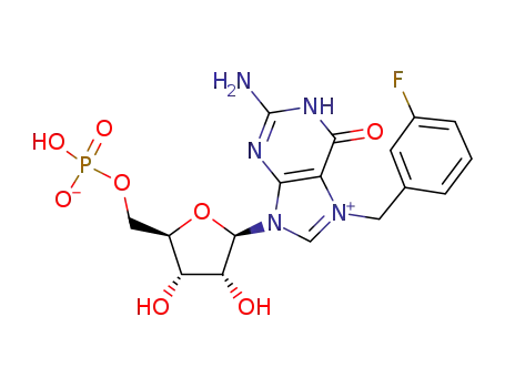 ((2R,3S,4R,5R)-5-(2-amino-7-(3-fluorobenzyl)-6-oxo-1,6-dihydro-9H-purin-7-ium-9-yl)-3,4-dihydroxytetrahydrofuran-2-yl)methyl dihydrogen phosphate