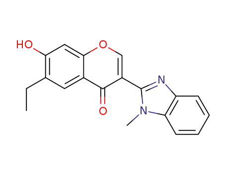 Molecular Structure of 139399-43-2 (6-ethyl-7-hydroxy-3-(1-methyl-1H-benzo[d]imidazol-2-yl)-4H-chromen-4-one)
