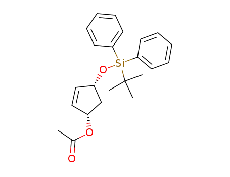 Molecular Structure of 872624-44-7 (2-Cyclopenten-1-ol, 4-[[(1,1-dimethylethyl)diphenylsilyl]oxy]-, acetate,
(1S,4R)-)
