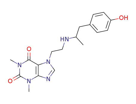 Molecular Structure of 62401-66-5 (7-[2-[[2-(p-Hydroxyphenyl)-1-methylethyl]amino]ethyl]-1,3-dimethyl-1H-purine-2,6(3H,7H)-dione)