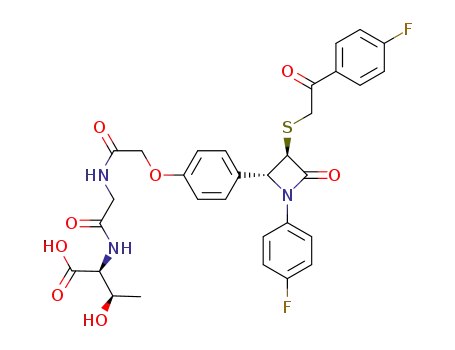 N-{[4-((2R,3R)-1-(4-fluorophenyl)-3-{[2-(4-fluorophenyl)-2-oxoethyl]thio}-4-oxoazetidin-2-yl)phenoxy]acetyl}glycyl-L-threonine